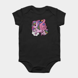 Flamingo Unicorn, Rainbow horse Baby Bodysuit